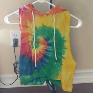 Tie dye tank with hood